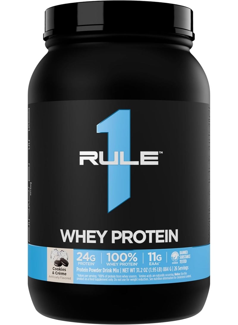 Rule1 Rule 1 Whey Protein – 24g Fast-Acting Protein from All-Whey Sources with Naturally Occurring EAAs & BCAAs for Workout Recovery or Anytime Use, Cookies and Cream - Image 1